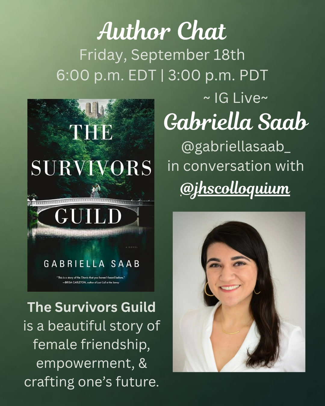 Author Chat with Gabriella Saab